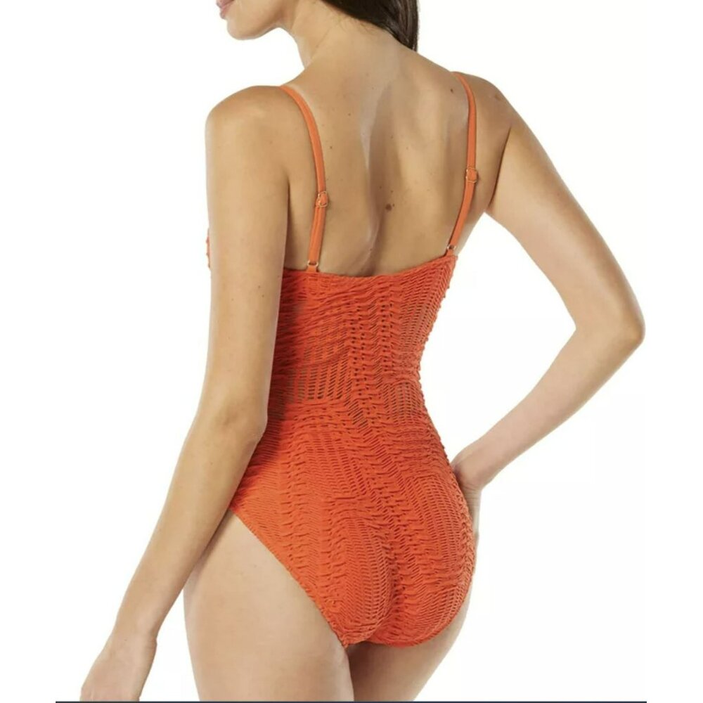 Carmen Marc Valvo $122 Cut Out Knit One Piece Swimsuit Sz 14 NWT - Picture 2 of 5